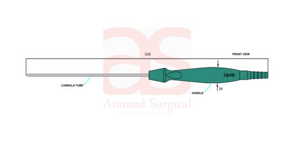 Liposuktionskanüle mit Handgriff  Liposuction Cannula with Handle Inline, 3.0 mm x 130 mm - Image 3