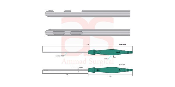 Liposuktionskanüle mit Handgriff  Liposuction Cannula with Handle Inline, 3.0 mm x 130 mm - Image 4